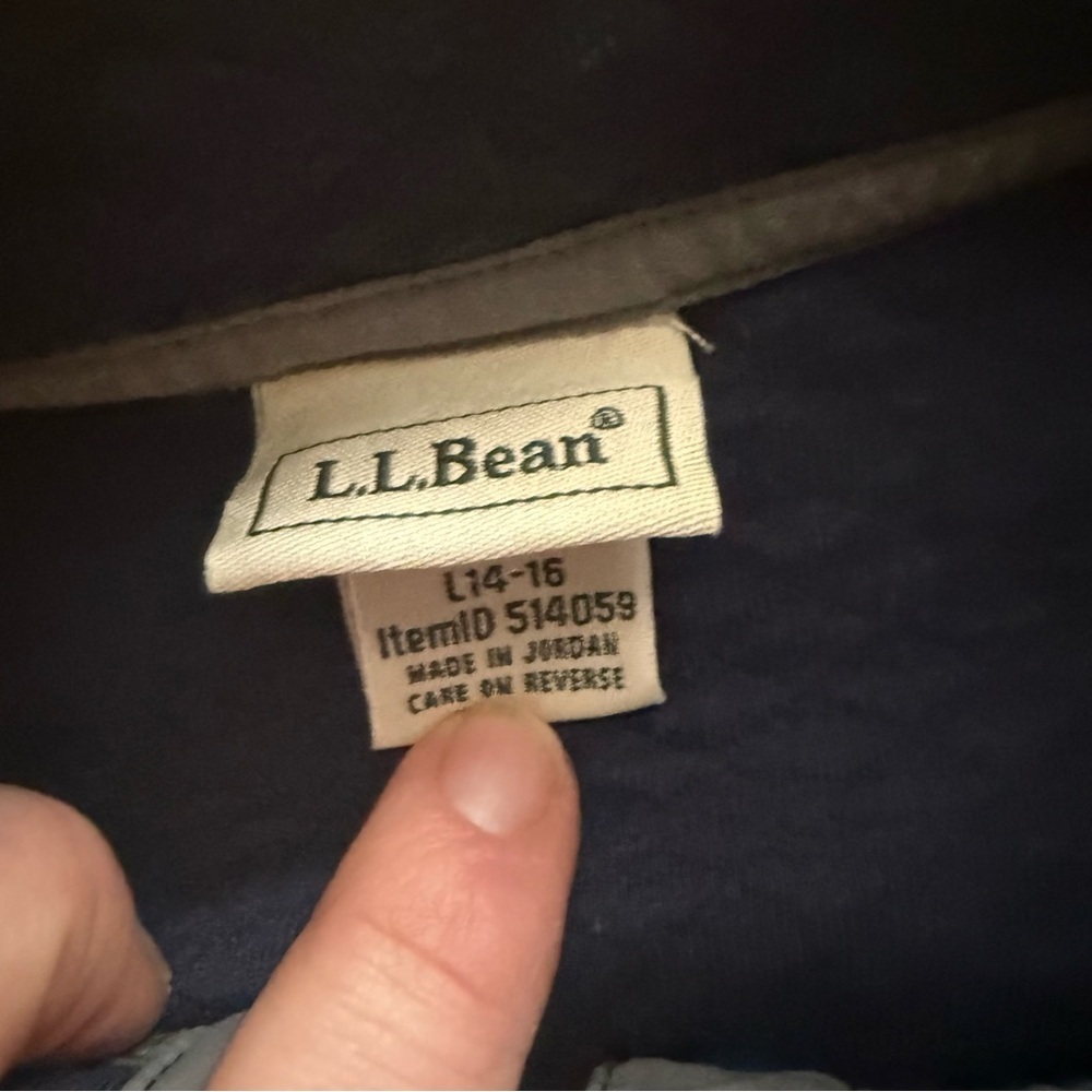 L.L. Bean Kids Two-Tone Blue Quilted Pullover Sweatshirt size  large 14-16 - Picture 2 of 2